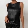 thumbnail image 6 of Women's Shiny Tank Top Solid Color Round Neck Sleeveless Casual Summer Tops Tank Shirts Loose Fit Shiny Blouses Wedding Vest Black L, 6 of 9