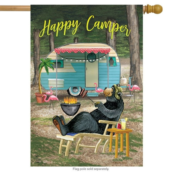Briarwood Lane Happy Camper Bear Summer House Flag