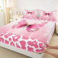 thumbnail image 3 of Manfei Cheetah Leopard Print Twin Sheet Set (3-Piece) Pink Kawaii Butterfly Luxury Decor For Kids, 3 of 7