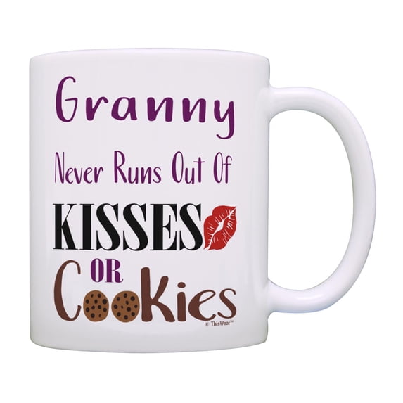 ThisWear Granny Gifts Funny Granny Never Runs Out of Cookies Granny Mothers Day 11 ounce Coffee Mug