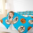 thumbnail image 3 of Feelyou Cute Pumpkin Queen Comforter Set, Cartoon Witch Cat Comforter Sets Queen, Cyan Orange, Halloween Reversible, 3 Pieces, 1 Comforter and 2 Pillowcases, 3 of 7