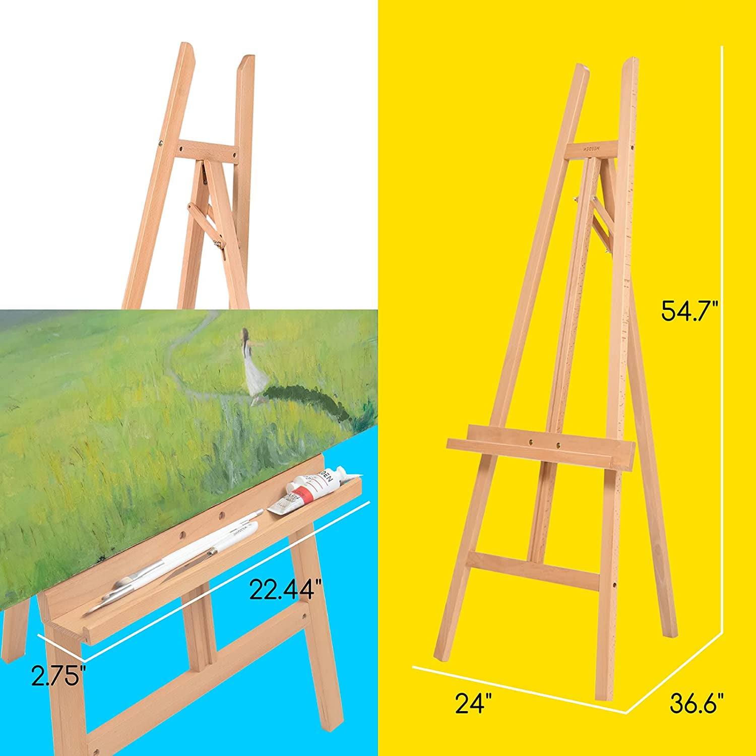 MEEDEN Art Easel Stand for Painting & Display,Premium Aluminum Painting  Easel,Portable Paint Easel for Canvas Painting,Floor Easel with Swing-out