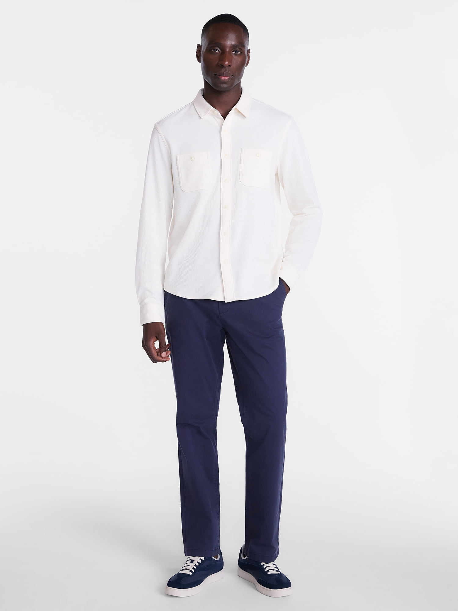 George Men's Waffle Knit Shirt with Long Sleeves, Sizes S-5XB