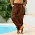 thumbnail image 6 of ZACPNCV Mens Bohemian Style Linen Like Beach Pants Elastic Drawstring Waist Relaxed Fit with Pockets for Hippie Casual Look, 6 of 9
