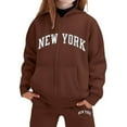 thumbnail image 3 of SonxaHe Big Girls Outfits Letter Print Lined Warm Zip Up Hoodie Joggers Kids Soft Cozy Athletic Fall Winter Outfits Brown,Sized 7-8, 3 of 3