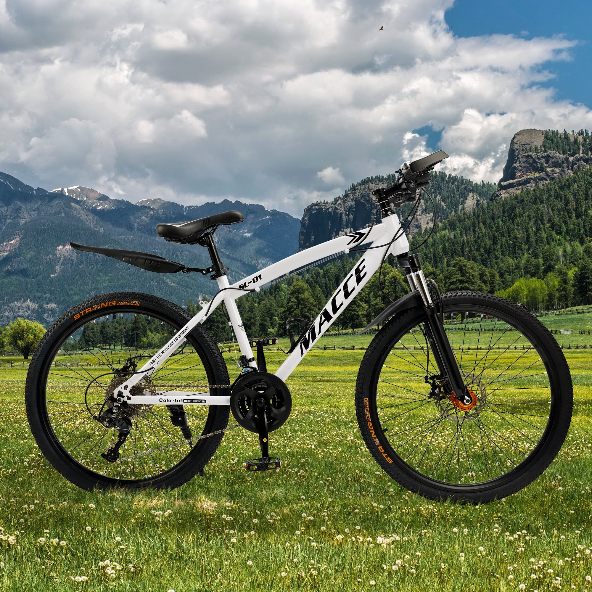 26/27.5 inch Mountain Hardtail Mountain Bike for Men/Women, 27 Speed Twist Shifting, Front Suspension, Comfort Saddle, Purple/Black/White