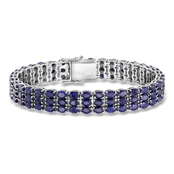 Ross-Simons 30.00 ct. t.w. Sapphire Tennis Bracelet in Sterling Silver, Women's, Adult
