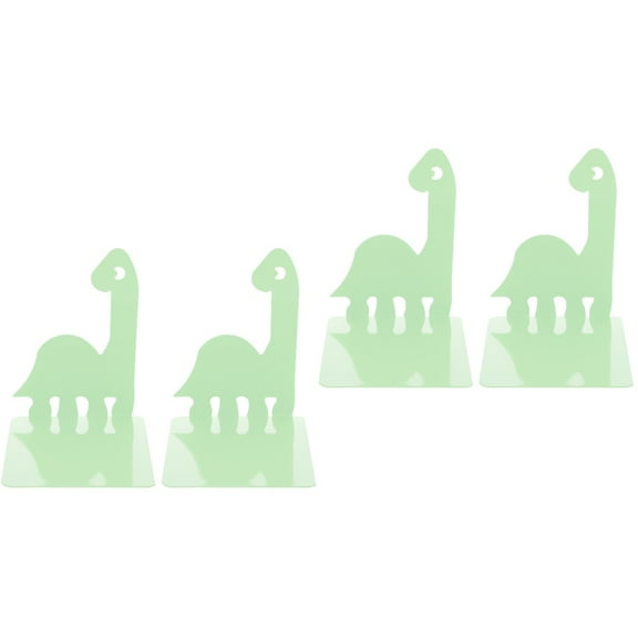 2 Pairs Dinosaur Metal Bookend Holder Kids Picture Album Homesteading Books Stand Child Green