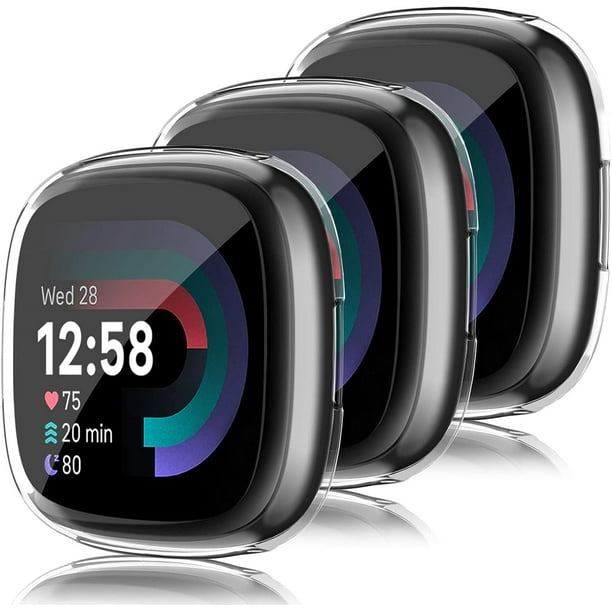 3 Pack Case for Fitbit Sense 2 Versa 4 Screen Protector Case TPU
