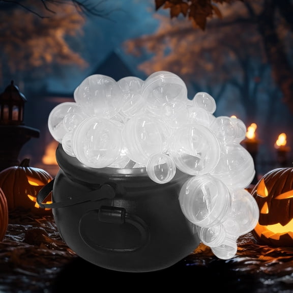 Halloween Decorations Indoor DIY Bubbling Witch Cauldron Jar Set Glowing Halloween Tabletop Decor with LED Lights 40 Colorful Balls Cotton Spooky Centerpiece for Home Party