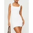 thumbnail image 2 of FEORJGP Women's Knitted Bodycon Dress Ladies Mini Tank Dress Summer Sleeveless Dating Dress Tight Fitted Square Neck Solid Color Casual Dress Streetwear for Party Club, 2 of 8