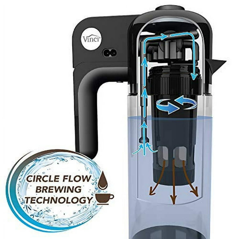 Vinci Express Cold Brew Electric Coffee Maker  Cold Brew in 5 Minutes, 4  Brew Strength Settings & Cleaning Cycle, Easy to Use & Clean, Glass Carafe,  1.1 Liter (37 Fl Ounces) 