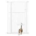 thumbnail image 3 of Unipaws 56" Tall Baby Gate with Cat Door, 31-37" Wide Pressure Mounted Dog Gate for Stair Doorway, Walk Through Pet Gate, White, 3 of 7