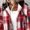 thumbnail image 6 of DPTALR George Women's Casual Fashion Plaid Hooded Long Sleeve Button Pocket Thick Sweatshirt Coat,Red,Big and Tall Men L, 6 of 6