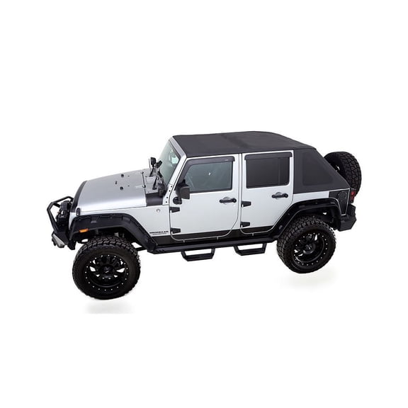 Rampage by RealTruck TrailView Fastback Soft Top | Sail Cloth, Black Diamond Color | 139935 | Compatible with 2007 - 2018 Jeep Wrangler JK 2-Door
