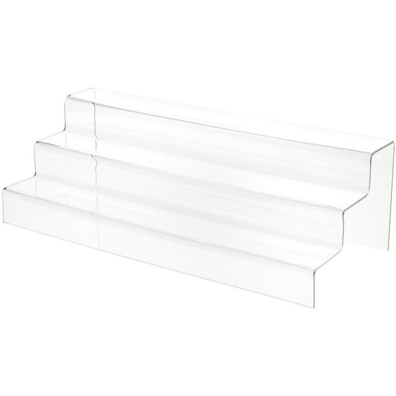 Plymor Clear Acrylic 3-Step Solid Back Display Stairs, 5.5" H x 18" W x 8" D