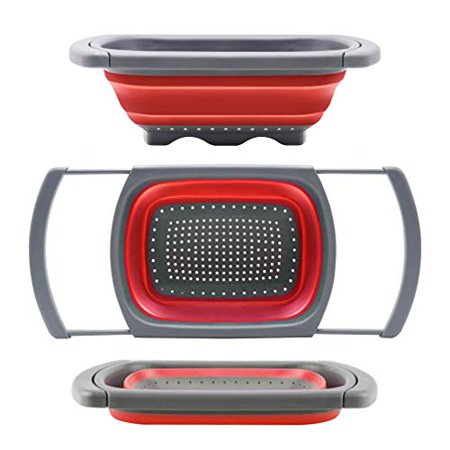 Qimh Colander collapsible, Colander Strainer Over The Sink Veggies/Fruit Strainers and Colanders