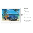 thumbnail image 2 of Blue Lagoon - Retro Woodie Car on Beach - From an Original Color Painting by Scott Westmoreland - Fine Art Rolled Canvas Print 27in x 40in, 2 of 4