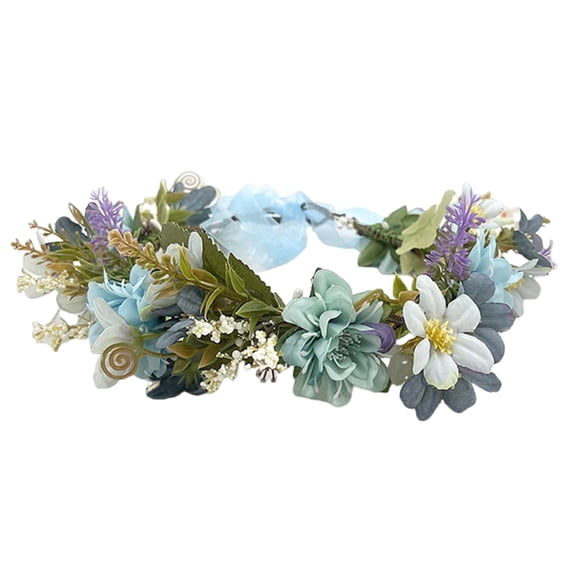 URTERYSER Colorful Hairband Bride Flower Headbands Flower Headpieces Women Flower Garlands Crown Hair Wreath for Any Occasion Blue