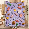 thumbnail image 6 of 1pc Halloween Candy Throw Blanket - Super Soft Flannel All-Season Cozy - Candy Corn, Lollipops, Gummy Bears Print - Machine Washable Bed, Sofa, Camping, Travel Blanket - Halloween & Christmas Decor -, 6 of 8