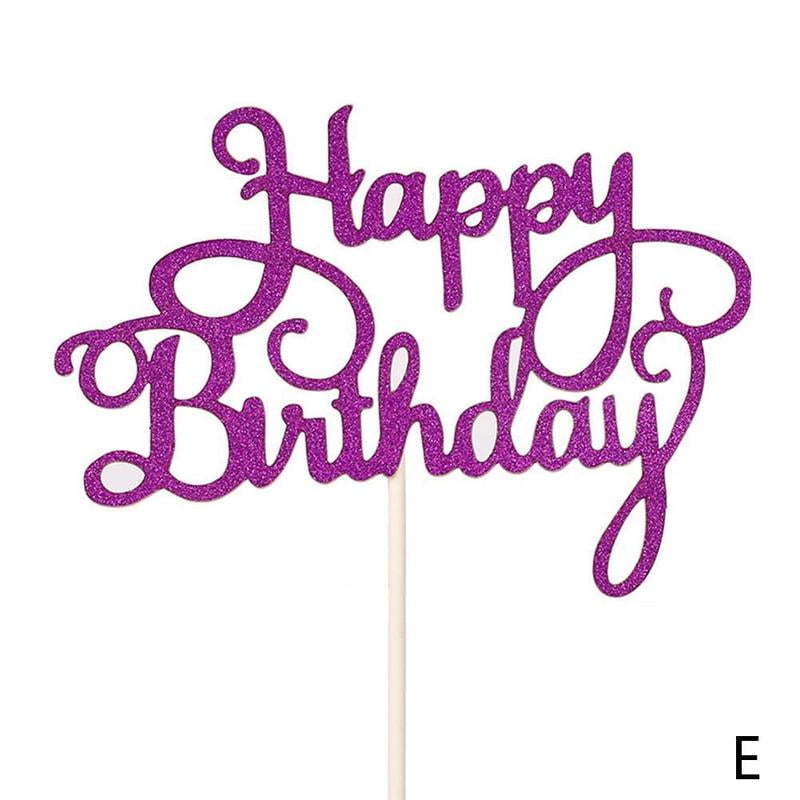 Happy Birthday 6x4 Cake Topper, Glitter Calligraphy Bling Cake