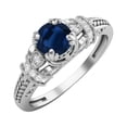thumbnail image 2 of 5mm Round Shape Blue Sapphire 925 Sterling Silver Blossom Design Mother's Day Gift Ring, 2 of 6