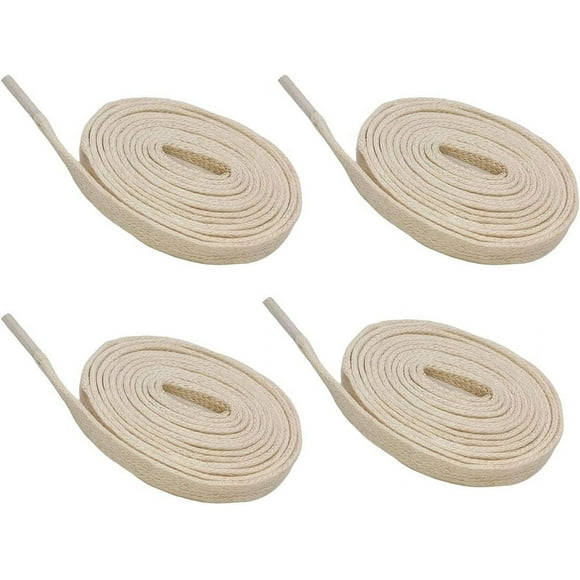 2 Pairs Waxed Flat Shoe Laces, 1/4” Wide Flat Cotton Shoelaces for Sneakers or Boots (Medium Width)