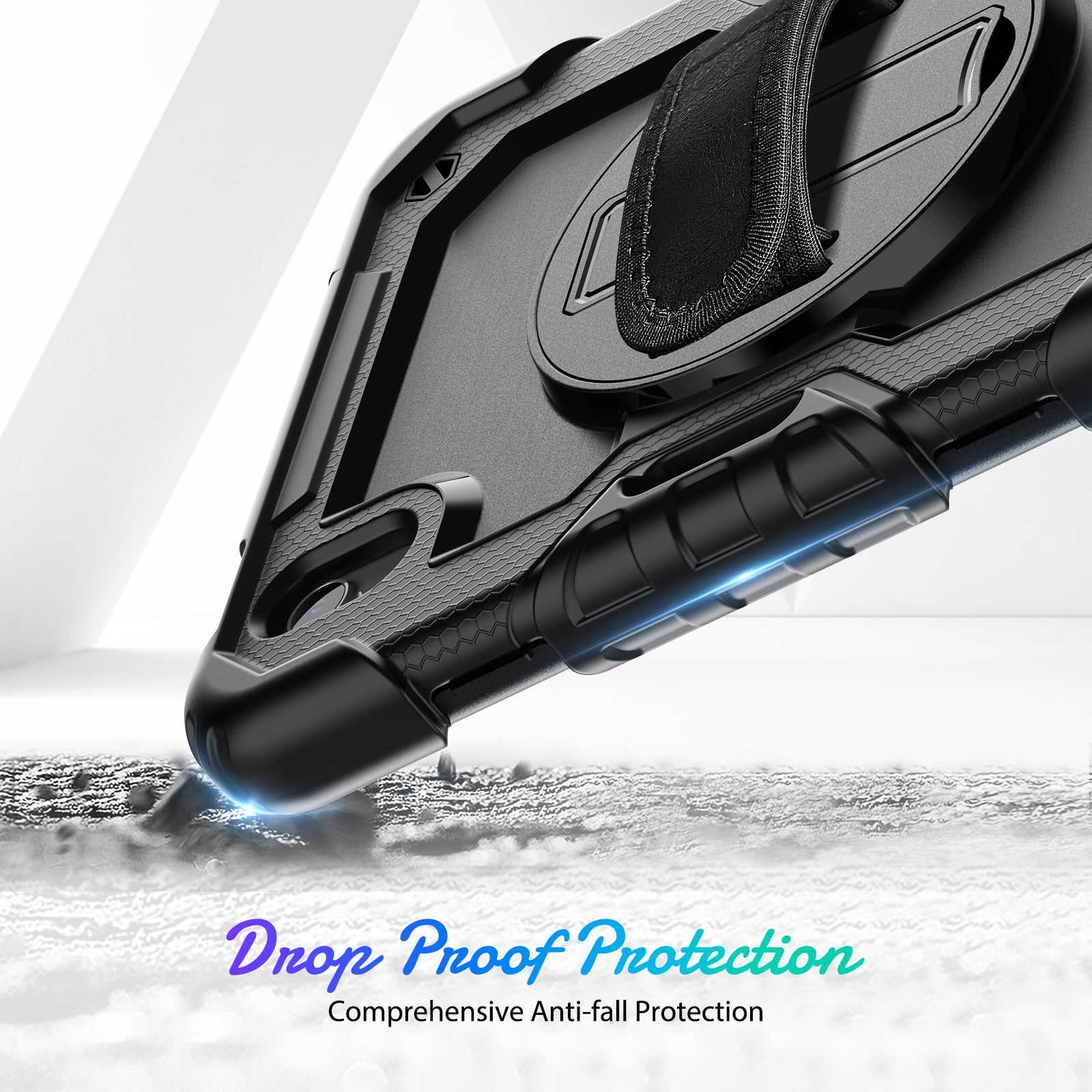 Shockproof Case for Apple iPad mini 6 /7 8.3" with Build In Screen Protector, Rugged Rotating Stand Shoulder Strap Pencil Holder Kids Friendly Bumper Case for Apple iPad mini 6/ Mini 7, Black