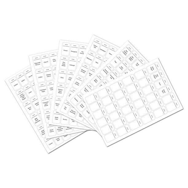ENJOYW 216Pcs Spice Jar Labels Waterproof Preprinted White Food Name