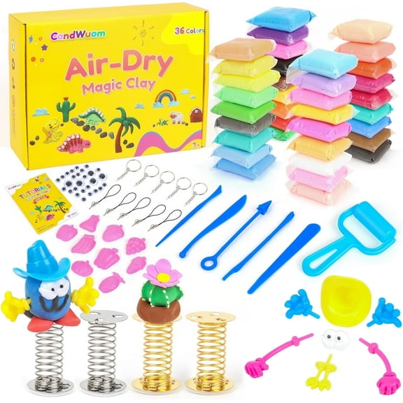 CandWuom Air Dry Clay for Kids- 36 Colors Modeling Magic Clay Kit, Soft & Ultra Light Molding Clay, Art Crafts Best Gift for Boys & Girls Age 3-12