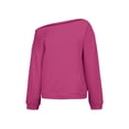 thumbnail image 6 of Womens off The Shoulder Sweatshirt Comdrip off The Shoulder Sweatshirt for Women Oversized Long Sleeve Fleece Basic Pullover Sweatshirts with Pockets Cute Sweatshirts Hot Pink M, 6 of 6
