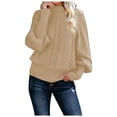 thumbnail image 2 of Pullover Sweaters for Women Oversized Crewneck Cable Knit Sweaters Fall Fashion Beige M, 2 of 6