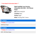 thumbnail image 2 of Right Headlight Lens Housing - Compatible with 2008 - 2010 Nissan Rogue 2009, 2 of 2