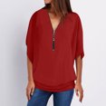 thumbnail image 2 of Lmnyox Summer Flowy Shirt Lightweight Short Sleeve V Neck T Shirt Loose Casual Solid Color Basic Blouse, 2 of 7