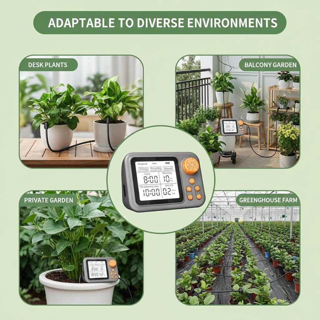 Smart Indoor Plant Watering System with Humidity Sensor, Automatic Drip Irrigation Kit for 10-15 Potted Plants, Self-Watering Device for Vacation & Daily Office/Garden Use.
