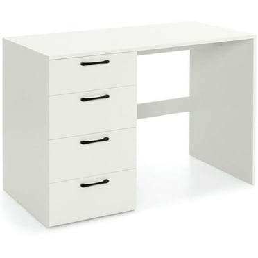 Finihen 43.5" Computer Desk with 4 Large Drawers, Small Home Office Desk Study Writing Table, White