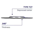 thumbnail image 5 of 10 Pc Depressed Center 4-1/2" X .040" X 7/8" Cut-Off-Wheels Metal Cutting Discs, 5 of 5