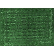Ahgly Company Indoor Rectangle Persian Emerald Green Traditional Area Rugs, 5' x 7'