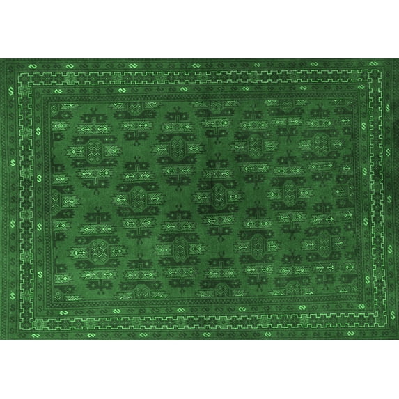 Ahgly Company Indoor Rectangle Persian Emerald Green Traditional Area Rugs, 2' x 5'