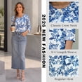 thumbnail image 5 of VDJ Womens Tops Casual Business Work 3/4 Length Sleeve T-Shirts Floral Printed Trendy Dressy Blouses Lightweight Outfits 2026 Size XL, 5 of 10