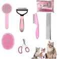 thumbnail image 2 of UYGDUY-Cat Grooming Brush Kit 6 Tools - Deshedding & Dematting for Long/Short Hair, Self-Cleaning Slicker Brush with 6-in-1 Flea Comb for Cats & Kittens (Pink), 2 of 4