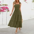 thumbnail image 5 of NXMZXB Women's Summer Boho Maxi Dress Beach Vacation Casual Adjustable Strap Smocked A Line Sundress with Pockets Army Green XL, 5 of 10