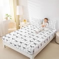 thumbnail image 3 of Manfei Black White Bows Print Bed Sheets for Girls, Elegant Ribbon Bows King Sheets, 4 Pieces, 3 of 5