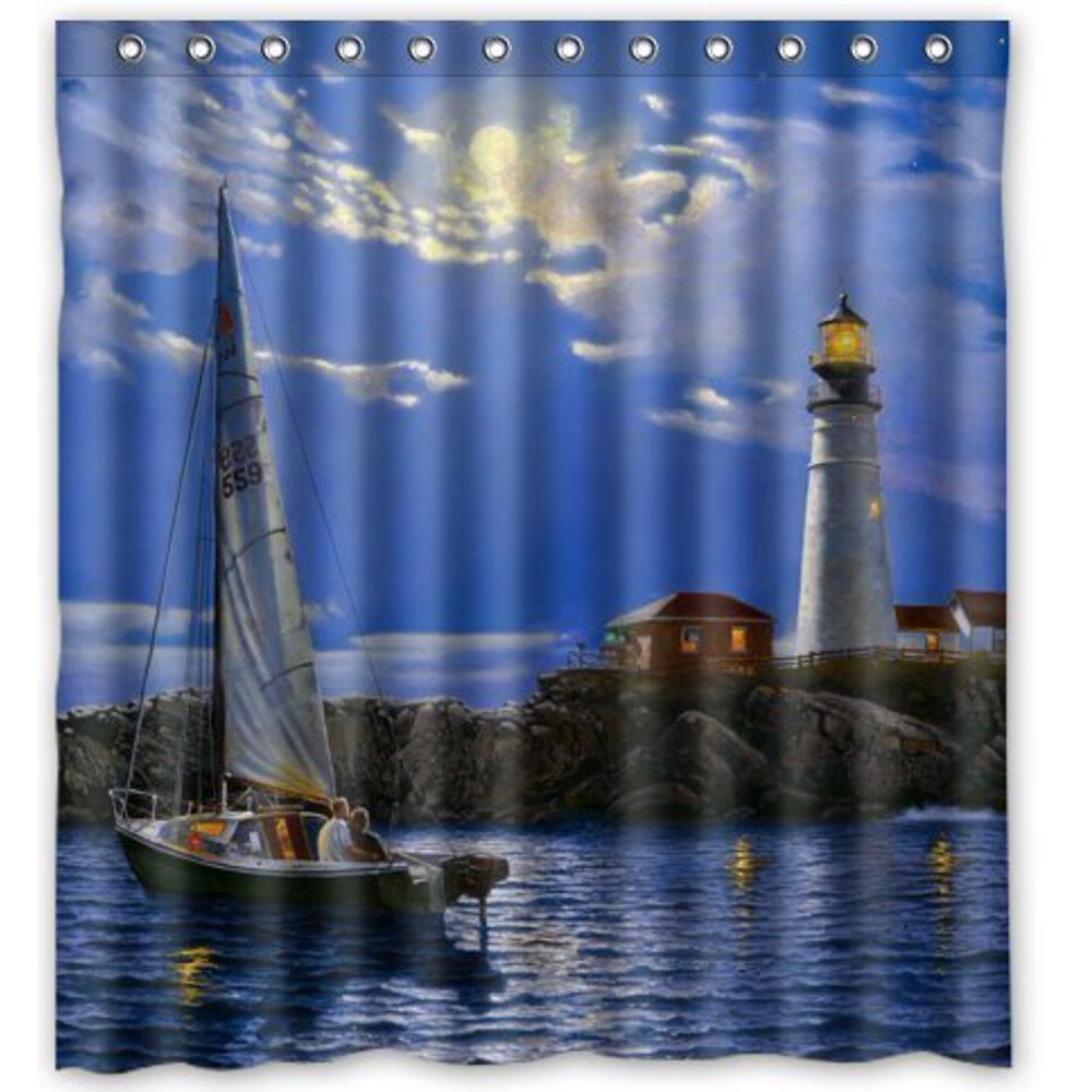 MOHome Lighthouse Art Shower Curtain Waterproof Polyester Fabric Shower