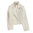 thumbnail image 2 of Juebong Women's Blazer Double Breasted Casual Lightweight Suit Jackets Oversized Business Casual Long Sleeve Lapel Work Office Jacket White,L, 2 of 7