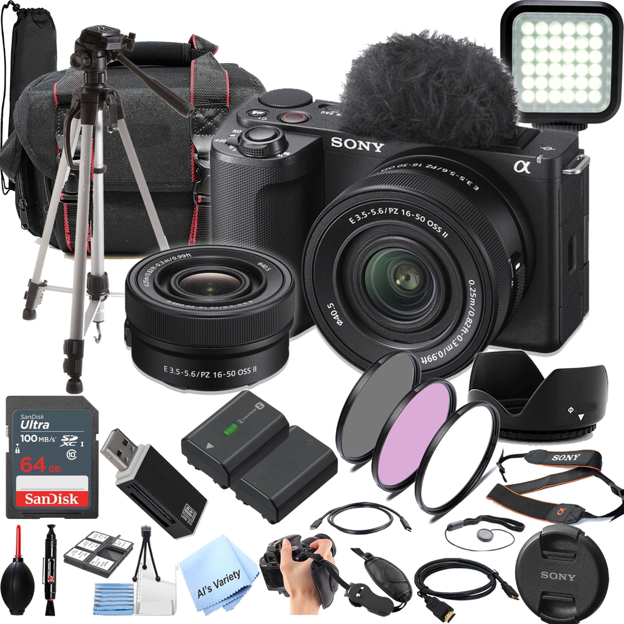 Sony ZV-E10 II Mirrorless Digital Camera with 5x Digital Zoom, 24.2 MP, Includes 16-50mm Lens, 64GB SD Card, Black, 1 (New)-(International Model)
