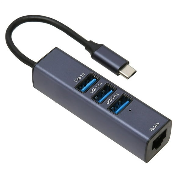 Adaptador USB C A Ethernet Puerto RJ45 Gigabit Ethernet Hub USB C 4 en 1 con Orificio de Almacenamiento para Computadoras Portátiles