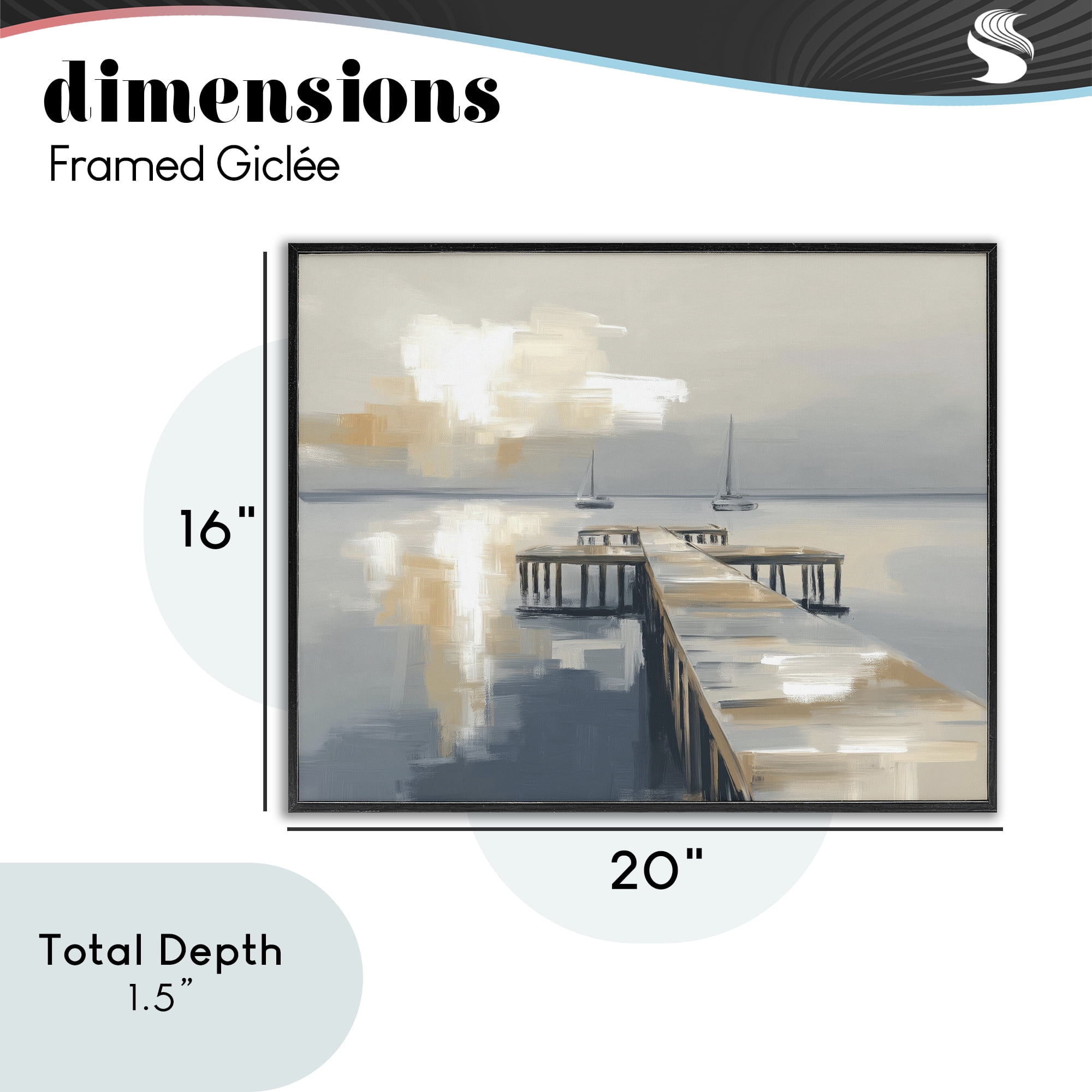Stupell Industries Pier with Two Boats Seascape Black Framed Giclee Art, design by Kim Curinga