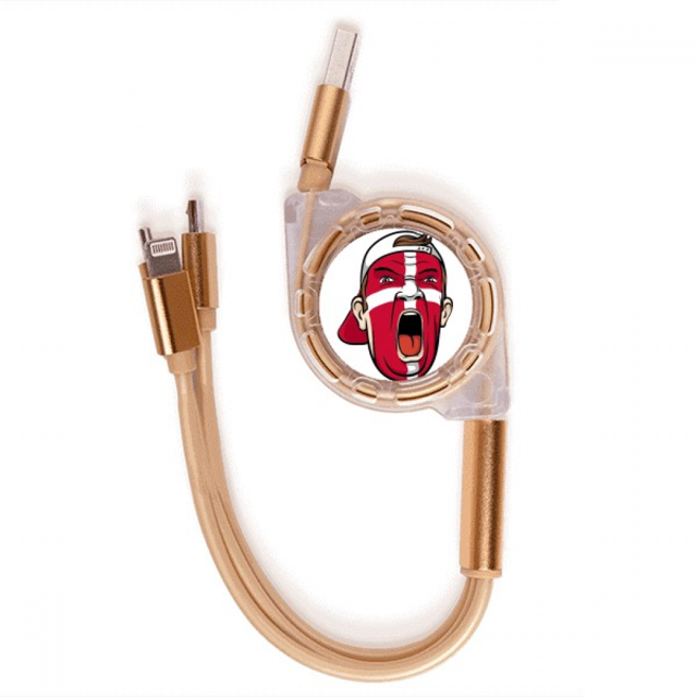 Dinamarca bandera maquillaje Facial Mask Cap Cable de carga telescópico múltiples USB tres en uno