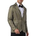 thumbnail image 4 of Blazer a rayas INSPIRE CHIC para hombre, chaqueta deportiva de color contrastante de un solo botón, marrón, 4 of 5